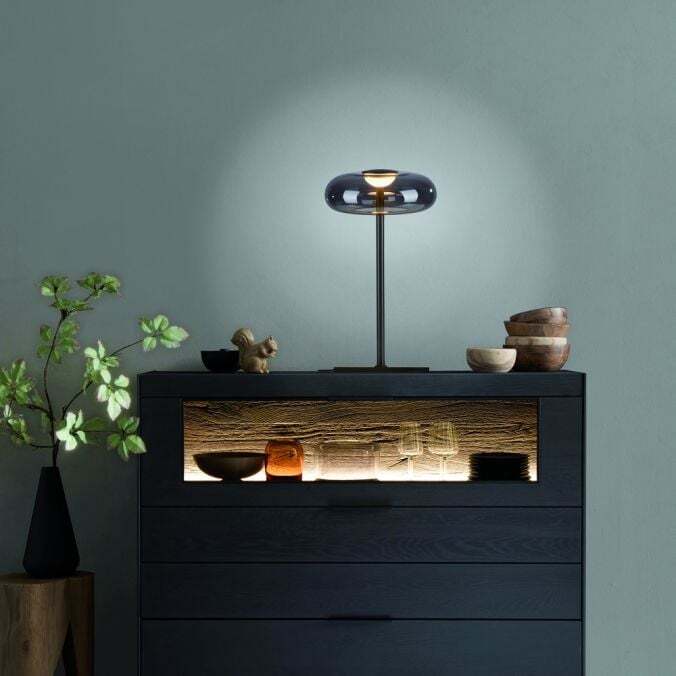 Schöner Wohnen Lampada LED Da Tavolo Posh, Vetro Fumé, 3.000 K - 4043689018443