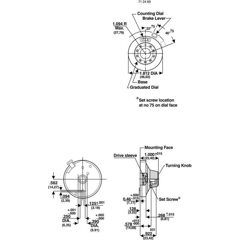 Vishay Feinstellskala 0-100 360° Modell 18.01.11 Präzisionswerkzeug 22mm 1 St. - 2050000227769