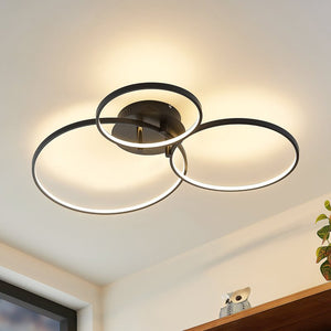 B-Ware Lindby Deckenlampe Rayk LED dimmbar Lampe Leuchte schwarz 77cm 1900Lumen