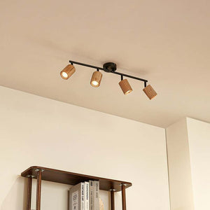 B-Ware Lindby Deckenstrahler Stralino LED 4-flammig dimmbar Holz schwarz 60cm 9cm 18cm
