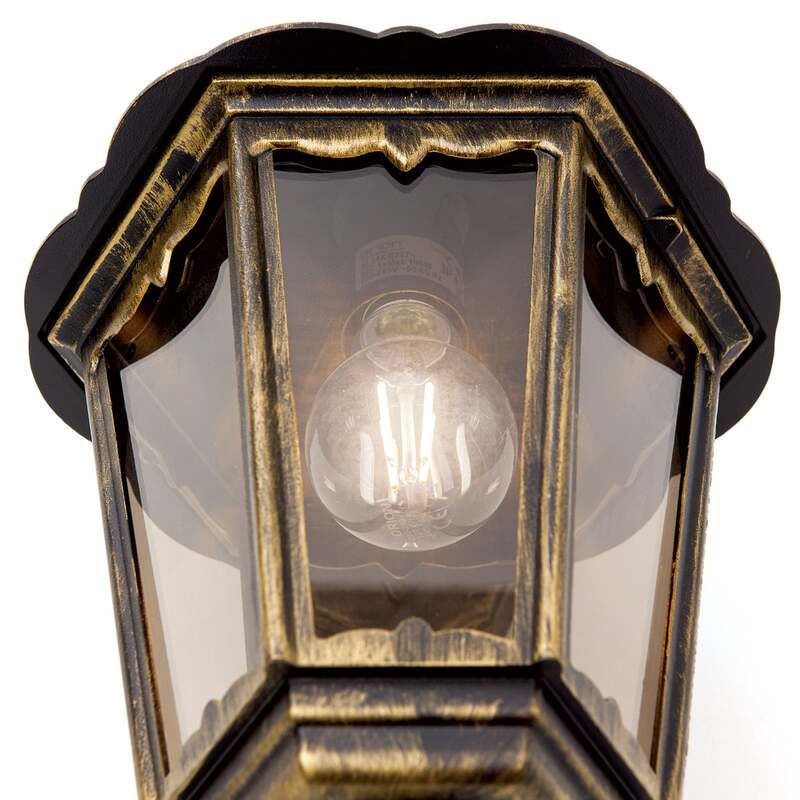 Orion Außenwandleuchte Puchberg hängend schwarz-gold dimmbar IP43 Aluminium 45cm - 9003090174232