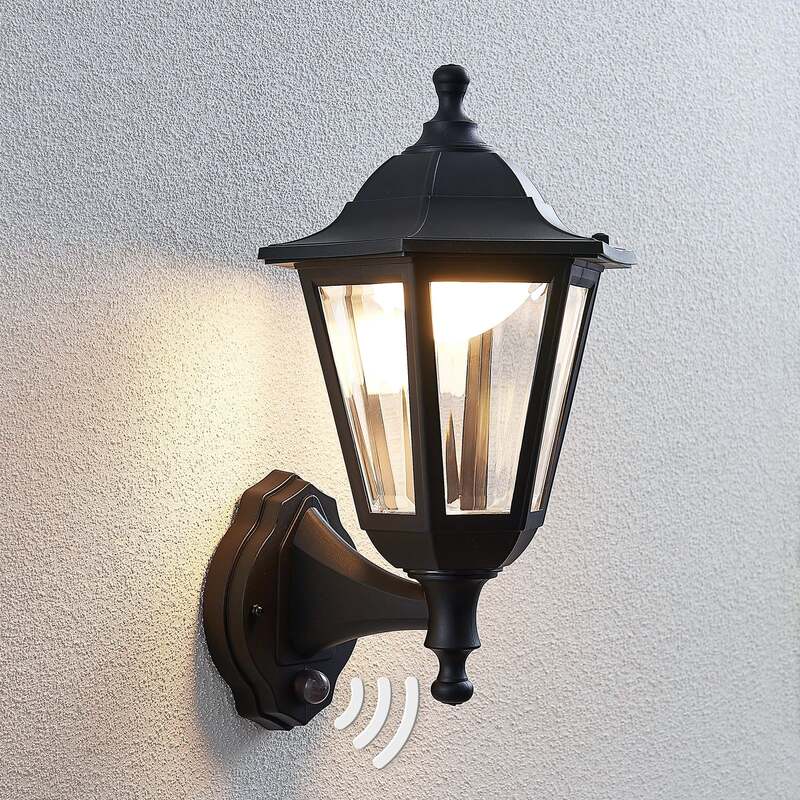 Lindby Außenwandleuchte Iavo LED Gartenlampe mit Bewegungsmelder schwarz 38cm - 4251096561296