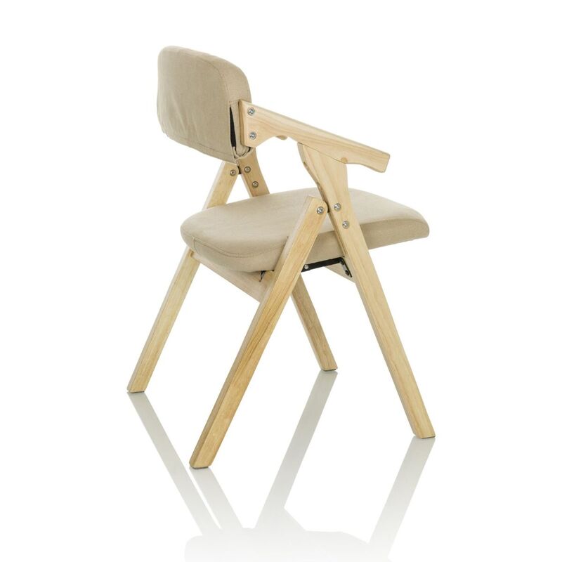 hjh OFFICE Besucherstuhl Klappstuhl SCANDIO Holzrahmen Beige Stoff  - 4064323035008