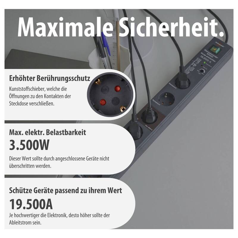 Brennenstuhl Secure-Tec 19.500A Master/Slave Steckdosenleiste 8-fach Anthrazit - 4007123611867