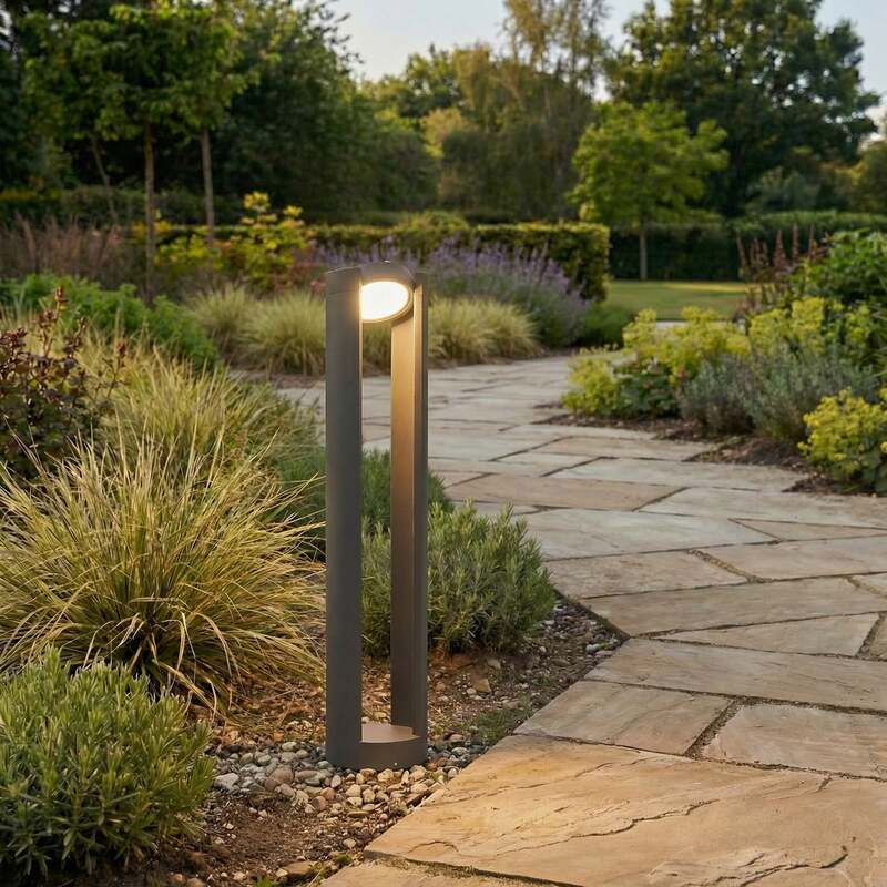 Lucande Pollerleuchte Dylen LED Gartenleuchte Außenlampe grau 80cm IP65 Metall - 4251096509243