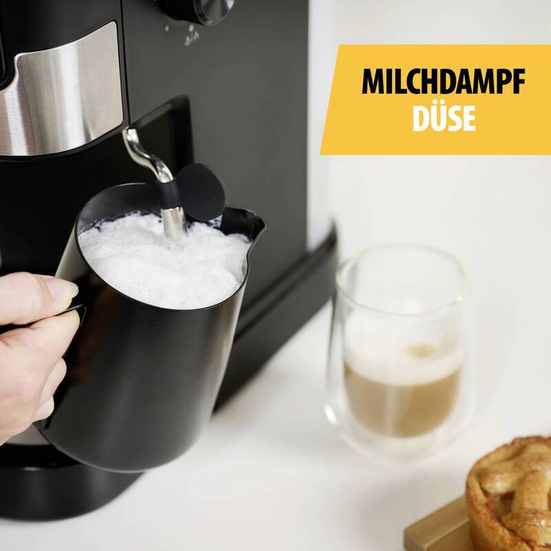 Tristar CM-2278 Espressomaschine 20 bar 1,25 l Edelstahl schwarz mit Dampfdüse - 8712836985483