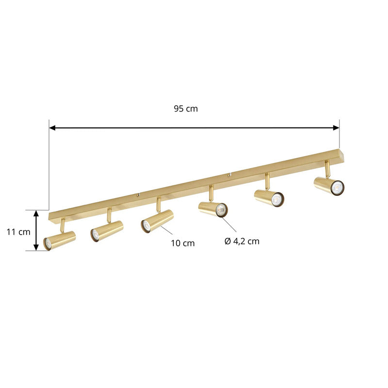 Lindby Deckenstrahler Iluna 6-flg LED Strahler dimmbar messing 95x4,2cm Lampe - 4255830913969