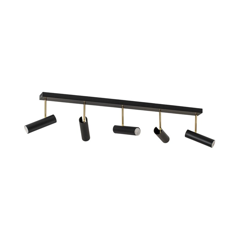 Luminex Deckenleuchte Lampe Axion Leuchte LED 5-flammig Stahl schwarz gold GU10 - 5907565943191