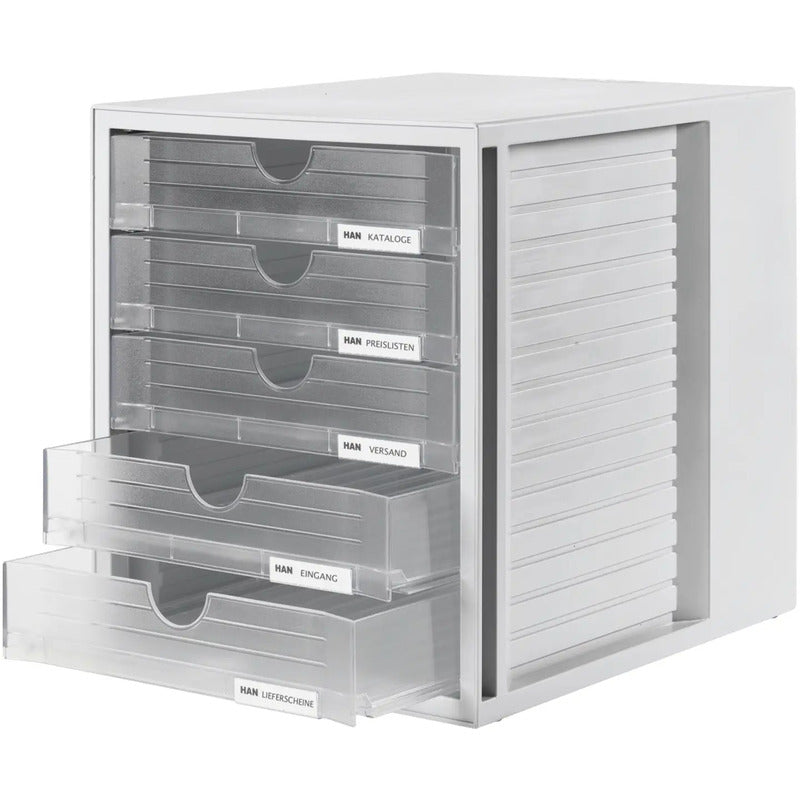 HAN SYSTEMBOX 1450-63 Schubladenbox Grau DIN A4 DIN C4 5 Schubfächer BOX - 4012473145054