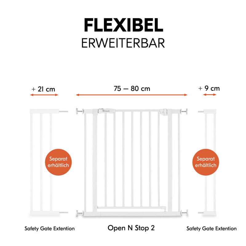Hauck Tür- & Treppenschutzgitter Open N Stop 2 White einhandbedienbar 75-80cm - 2000586680502