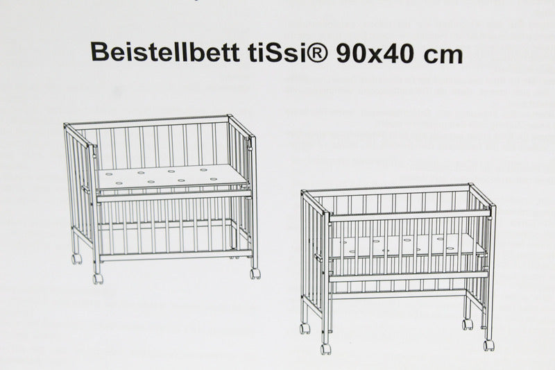 tiSsi Beistellbett Kinderbett Gitterbett Babybett Bett Bettchen weiß 40 x 90 cm - 8438555566207
