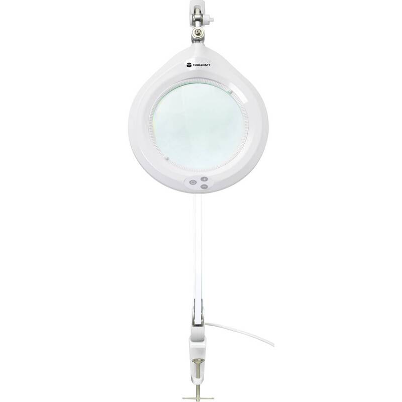 TOOLCRAFT Lupenleuchte Vergrößerungslampe LED Tischklemme Glaslinse Kaltweiß - 4064161194813