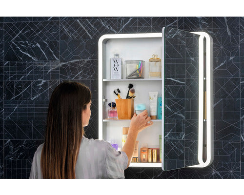Focco Spiegelschrank Badschrank grau MIA 60x70cm LED mit 2 Einlegeböden IP44 - 8435324906028