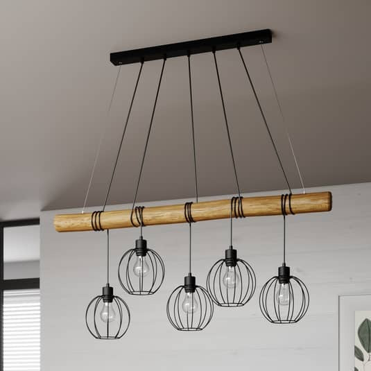 Euluna Hängeleuchte Hängelampe Lampe Leuchte Karou fünfflammig braun gebeizt 71 - 5905840217241