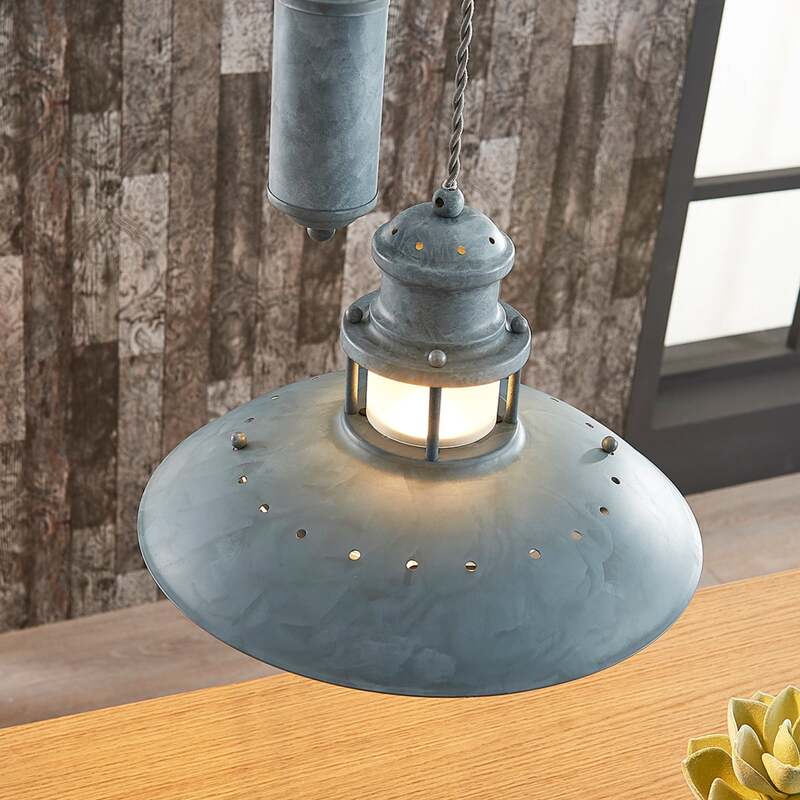 Lindby Pendelleuchte Hängeleuchte Louisanne LED Lampe dimmbar grau-grün 25,7cm - 4251096532791
