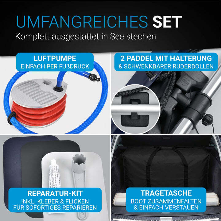 Schlauchboot 3,20 m Paddelboot für 4 Personen PVC Boot mit Paddeln und Luftpumpe - 4260565523284