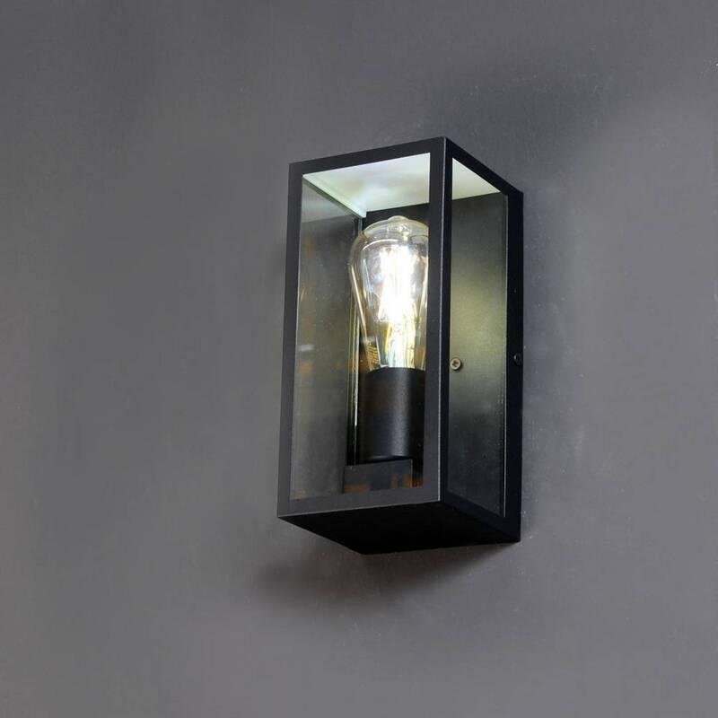 Eco-Light Außenwandleuchte Karo Aluminium Glas schwarz Wandlampe Lampe Leuchte - 4250294315595