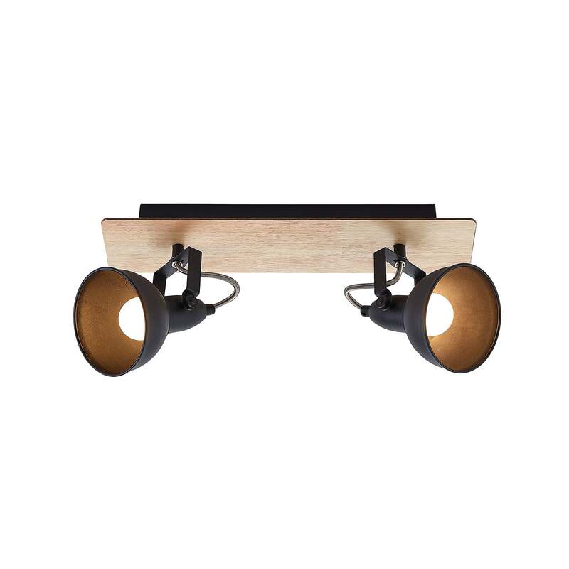 Lindby Deckenlampe Aylis 2-flg 40 cm schwarz Holz E14 drehbar schwenkbar - 4251096577747