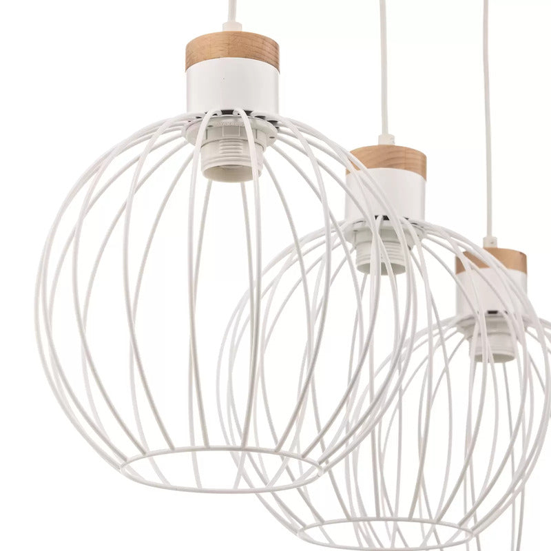 Hängeleuchte Barbado 3-flammig LED Pendelleuchte dimmbar Stahl Holz weiß 78x22cm - 5901738917835