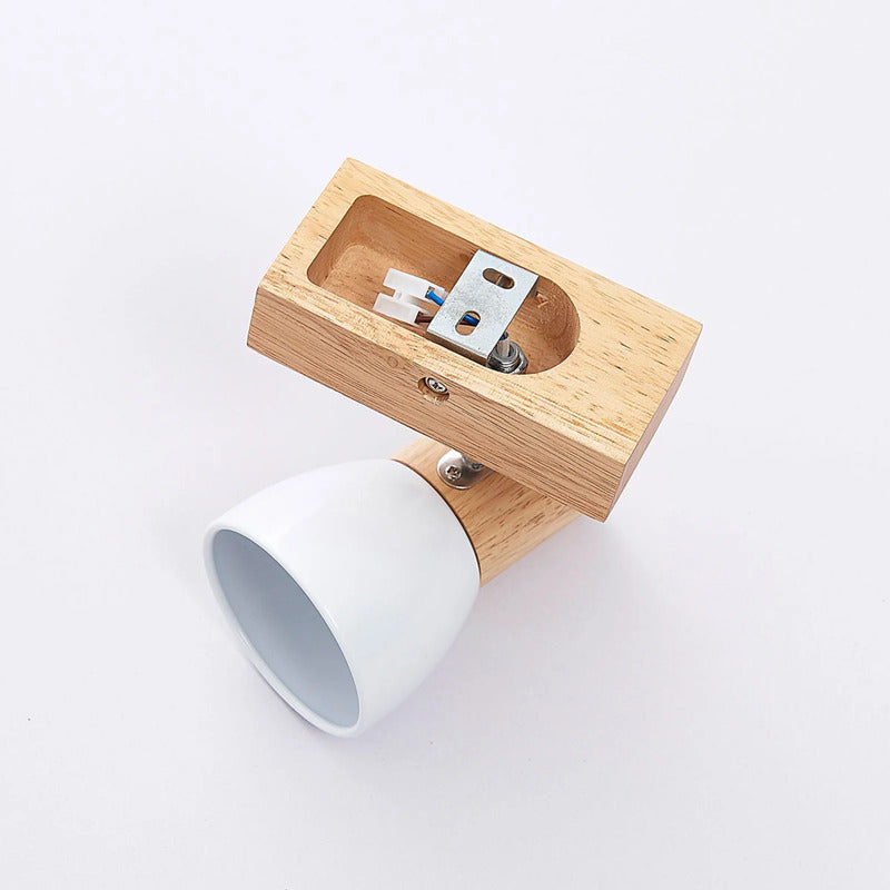 Lindby Wandlampe Thorin LED Strahler dimmbar Holz Metall weiß 14cm hoch 8cm - 4251096535730