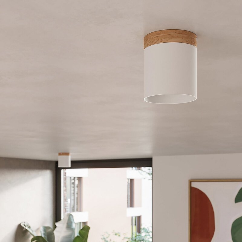 Sollux Deckenspot Rif Spot Strahler weiß Holz Aluminium Ø 12 cm dimmbar GU10 - 5903282773202