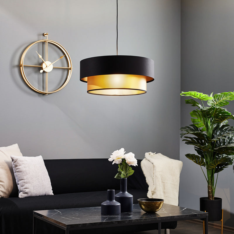 Hängelampe Dorina schwarz/gold LED Pendelleuchte dimmbar handgefertigt Ø50cm - 5902751349122