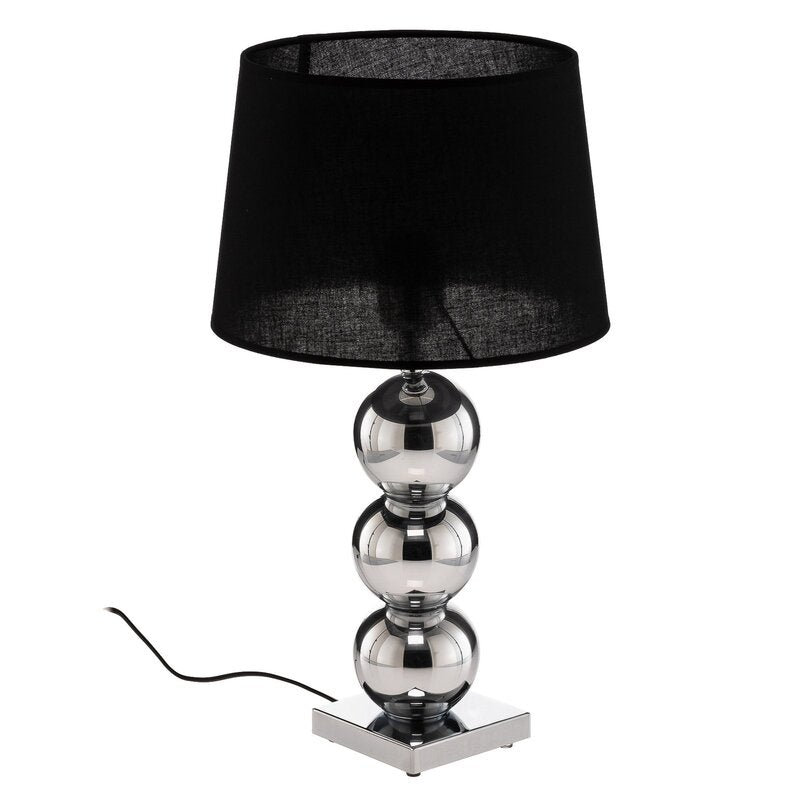 Euluna Textil-Tischlampe Fulda Schreibtischlampe E27 Schirm schwarz Fuß chrom - 5902553217070