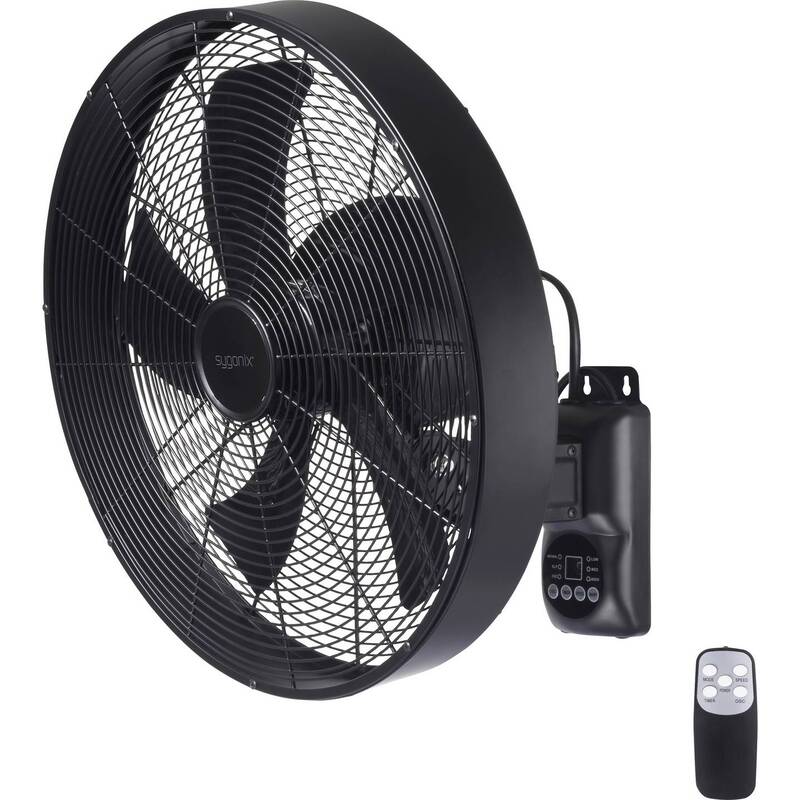 Sygonix Wandventilator Oszillierend 50W Fernbedienung 45cm schwarz 3 Stufen - 4064161389394