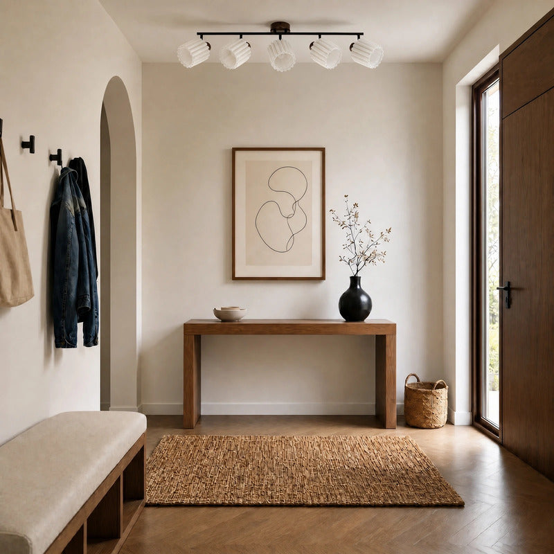 Lindby Deckenstrahler 5-flammig Shiloh LED Strahler Lampe Walnussholz beige 80cm - 4255830917066