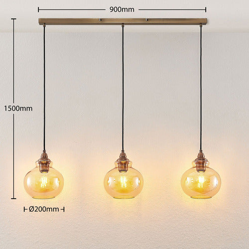 Lindby Tymoni Glas-Pendelleuchte Hängeleuchte Deckenlampe Lampe amber 3-flam74 - 4251096569988