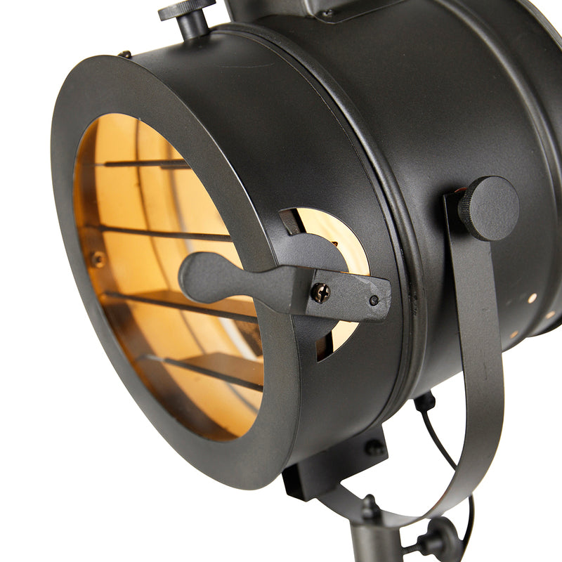 Tripod Floor Lamp Black with Wood Studio Spot - Radient - 8718881142321