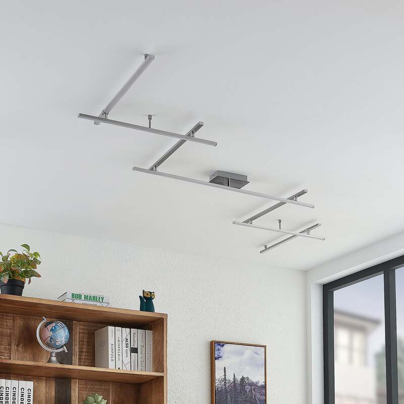 Lindby Deckenleuchte Deckenlampe LED Kerem Nickel Stahl Wohnzimmer Schlafzimmer - 4251096595604