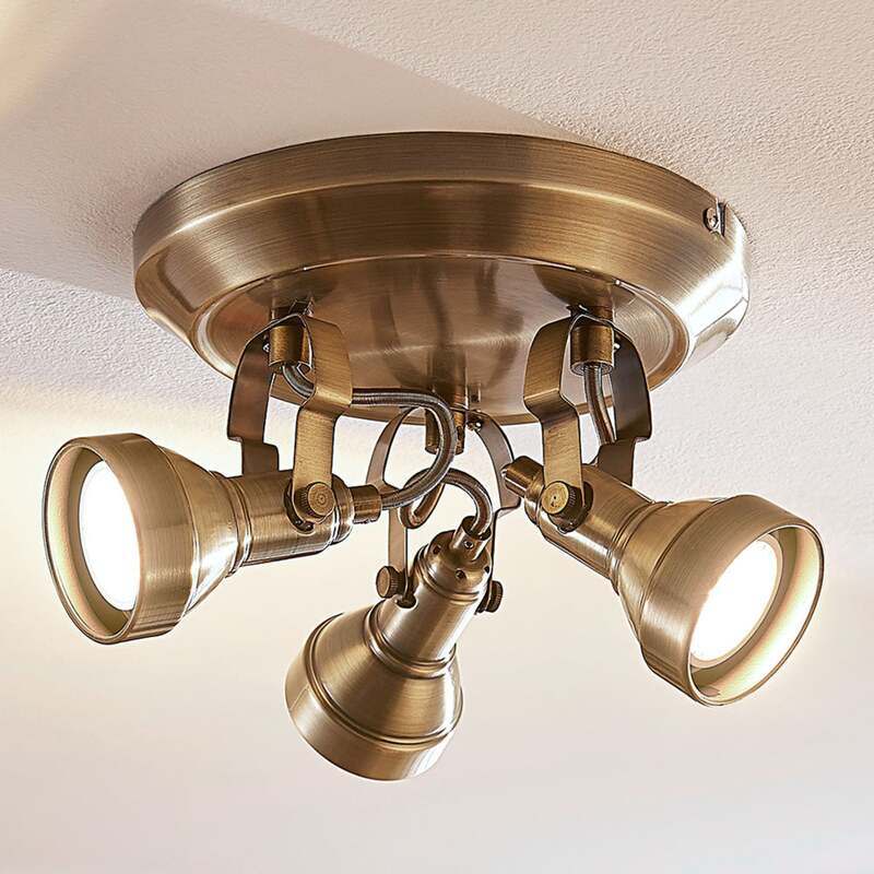 Lindby Deckenlampe Perseas LED Lampe Leuchte dimmbar altmessing Ø22cm 3-flg - 4251096502411