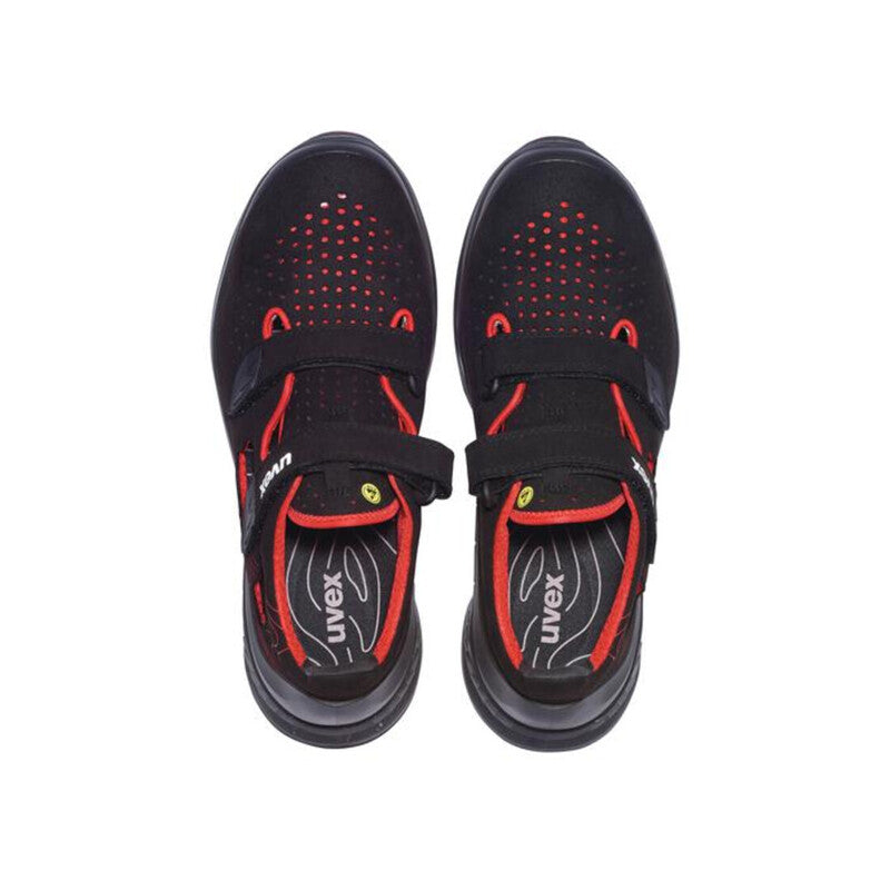 Uvex Sicherheitssandalen S1P SRC uvex 1 G2 Mikrovelours Größe 39 schwarz rot - 4031101831565