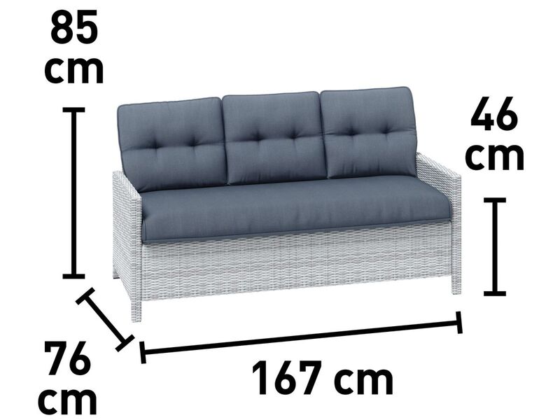 Loungegruppe Luciara 6-teilig Gartenmöbel Stahl Polyrattan Hellgrau-Anthrazit - 4007875112629