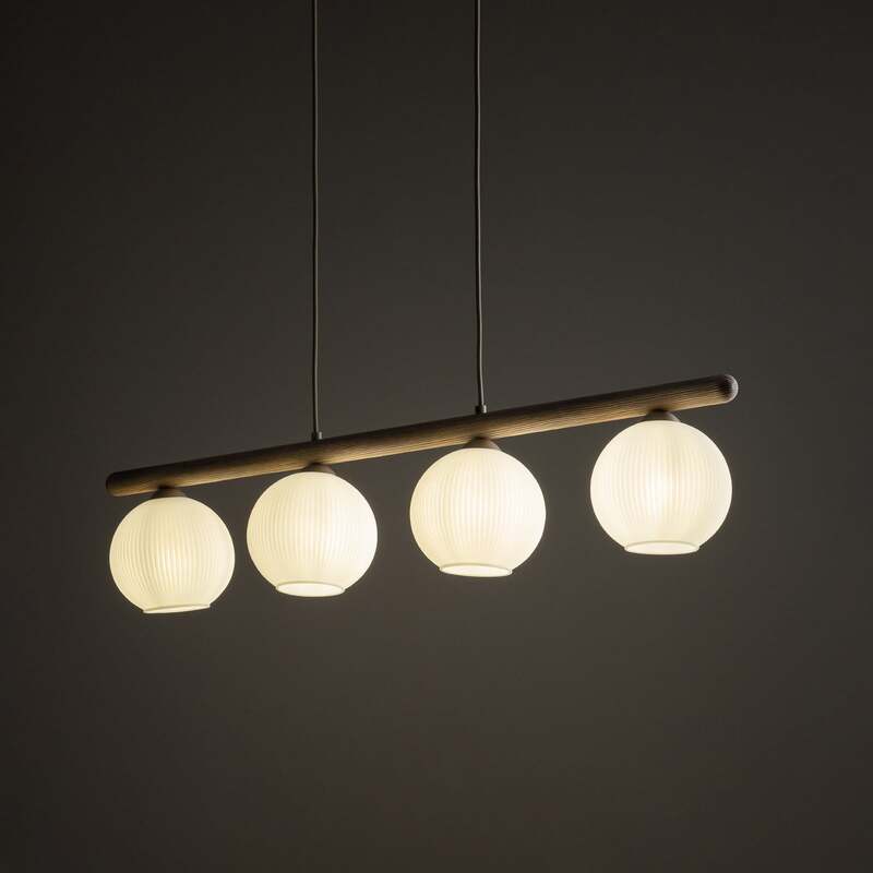 TK-Lighting Hängeleuchte Virlo LED Pendelleuchte dimmbar Holz Opalglas 4-flammig - 5906135110803