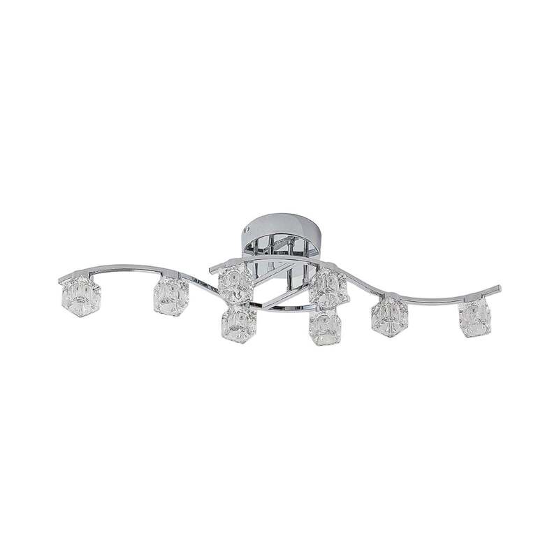 Lindby Deckenleuchte Yaro LED Lampe dimmbar 8-flammig chrom 82,5x18cm modern - 4251096550191