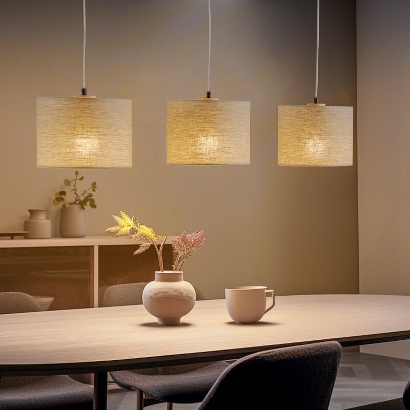 BRITOP Hängeleuchte Pendelleuchte Canvas Leinenschirme Holz Lampe Leuchte LED - 5903839989971