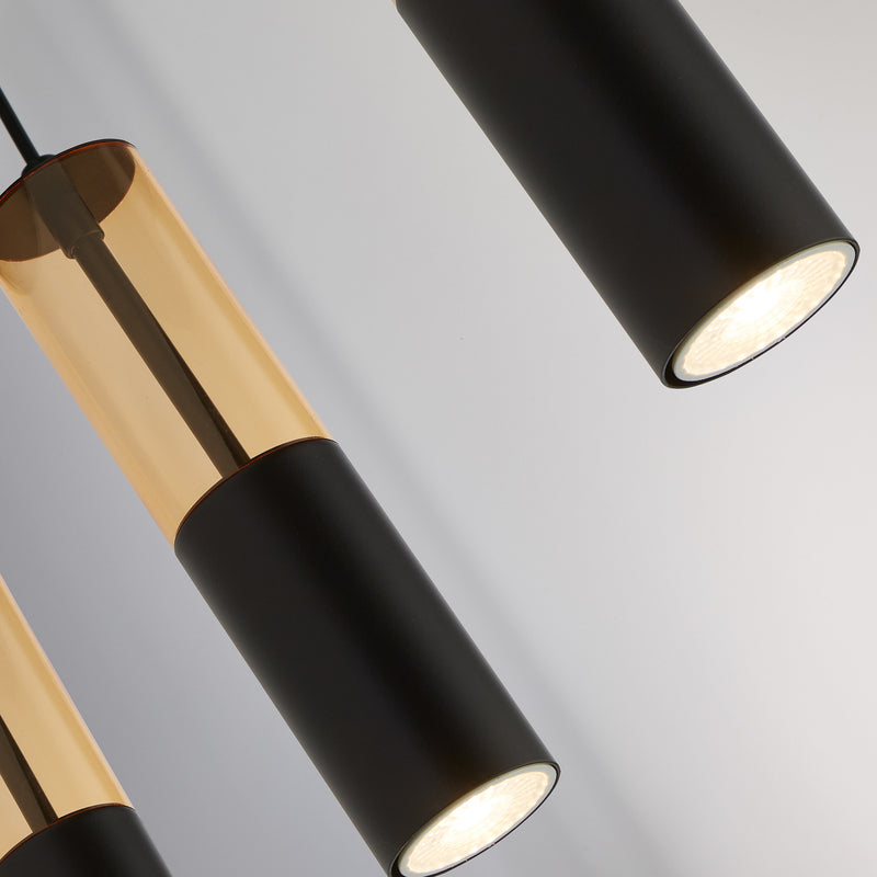 Searchlight Merrygold Pendelleuchte Hängeleuchte GU10 schwarz amber Metall 5flg - 5053423227870