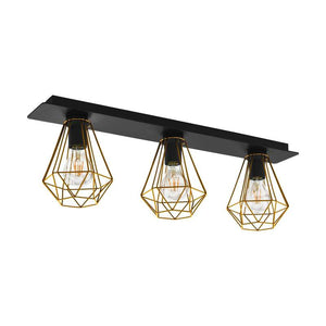 B-Ware Eglo Deckenleuchte Lampe Tarbes LED dreiflammig dimmbar schwarz messing