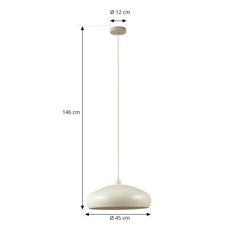 Lindby Hängeleuchte Elover beige Ø 45 cm Eisen Deckenlampe Deckenleuchte La103 - 4251911791969