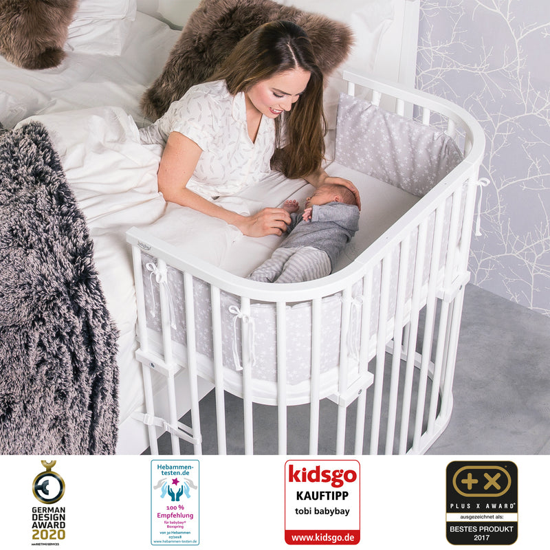 Babybay Baby Beistellbett Babybett Boxspring Liegefläche 51 x 89 cm Buche weiß - 4260095222459