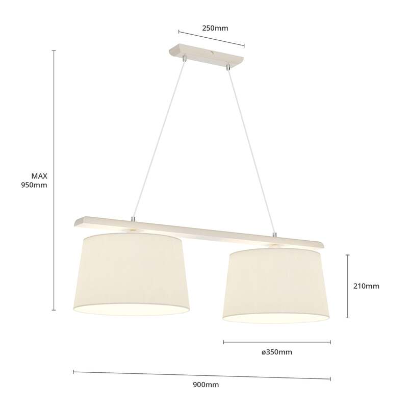 Hängelampe Hängeleuchte Sweden LED Pendelleuchte dimmbar altweiß Holz 90cm Lampe - 5907687435130