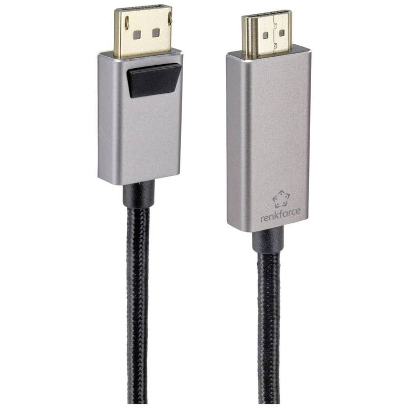 Renkforce DisplayPort Kabel 3m HDMI Stecker UHD 8K 60Hz 4K 120Hz Schwarz RF - 4064161200439