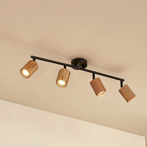 B-Ware Lindby Deckenstrahler Stralino LED 4-flammig dimmbar Holz schwarz 60cm 9cm 18cm