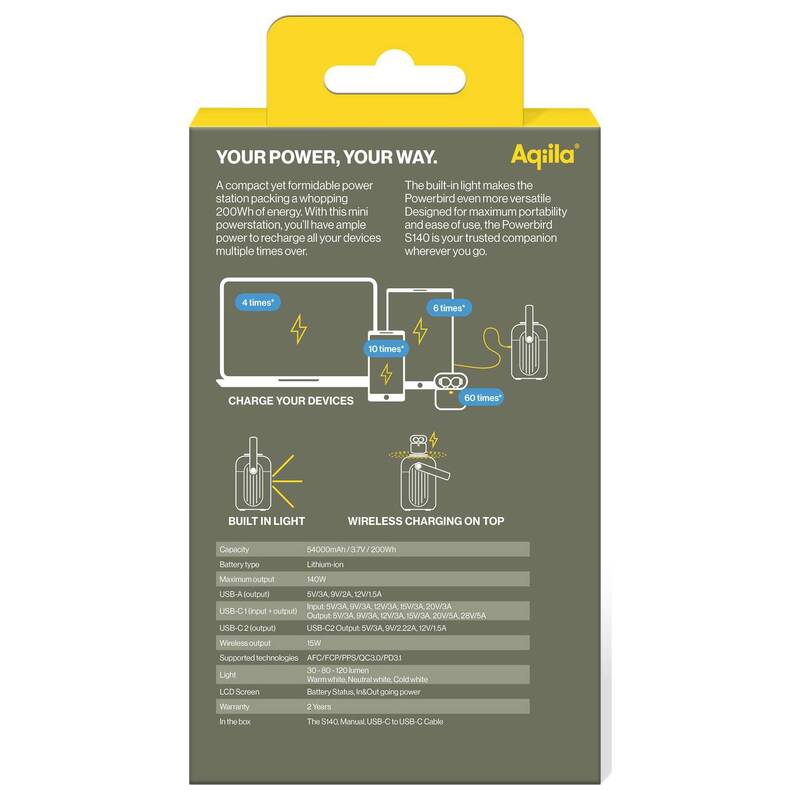 Aqiila S140 Powerstation 54 Ah Li-Ion USB-A Wireless Charging LED Taschenlampe - 8716778931997