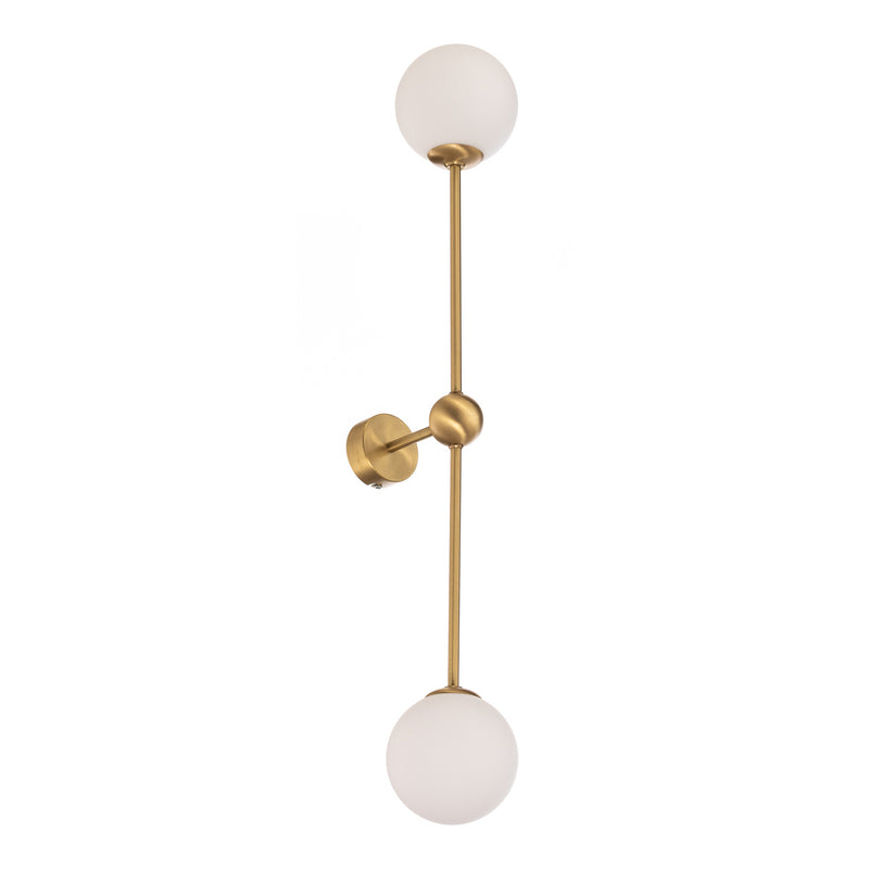ALDEX Wandleuchte Lampe Alison messing weiß 2-flammig Glas Metall 89cm Leuchte - 5904798655532