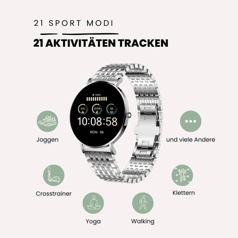 XCOAST SIONA 2 Smartwatch Armbanduhr Fitnessuhr Silber DEFEKTWARE - 4260449577044