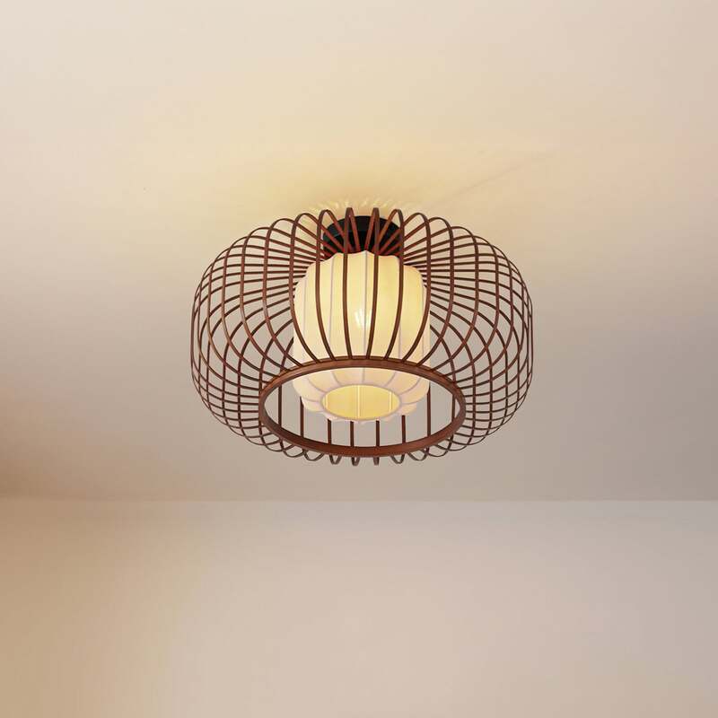 Lindby Deckenleuchte Davella LED Lampe Hängelampe dimmbar Bambus Ø50cm natur - 4255830903472