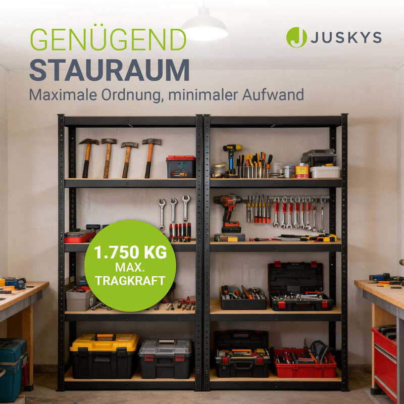 Lagerregal Basic 2er Set Schwerlastregal Metall 1750kg Tragkraft 180x90x40cm - 4260565525530